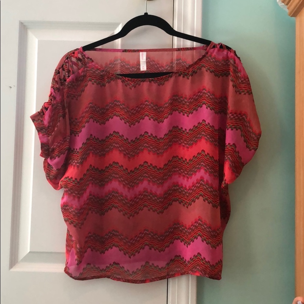 Chevron, multicolor (pink,red,green) blouse